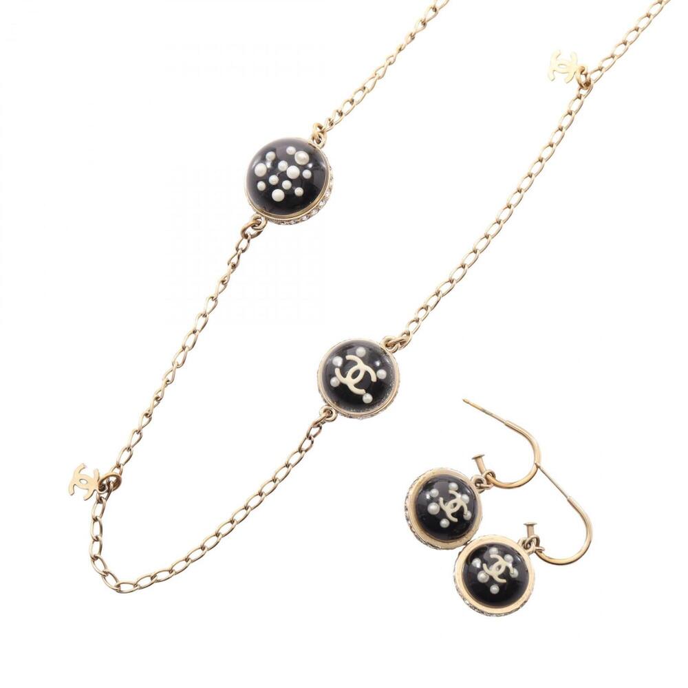 Chanel 10C Coco Mark Necklace and Earrings Set (2 pieces) - Gold Plated (GP) ...